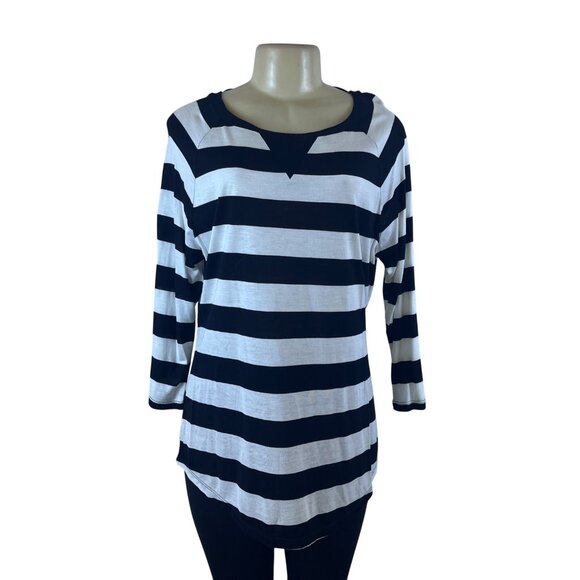 INC Black & White Striped Blouse 3/4 Sleeve Relaxed Fit Casual Sz XL - New - Picture 1 of 9